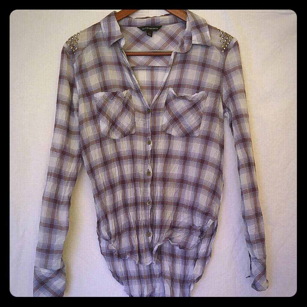 FINAL MARKDOWN- Rock & Republic Plaid Button Front Shirt